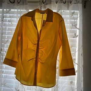 New York & Company 3/4 sleeve collar shirt in yellow